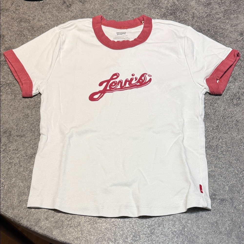 Levi's White Tee with Red Accents
